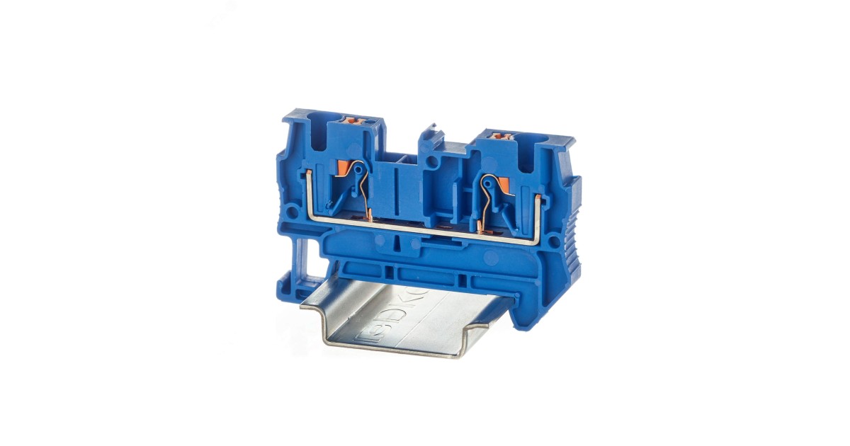 Купить Клемма проходная, зажим push-in, 2 точки подключения, 4 кв.мм, синяя VPR-4-BU DKC оптом в Москве