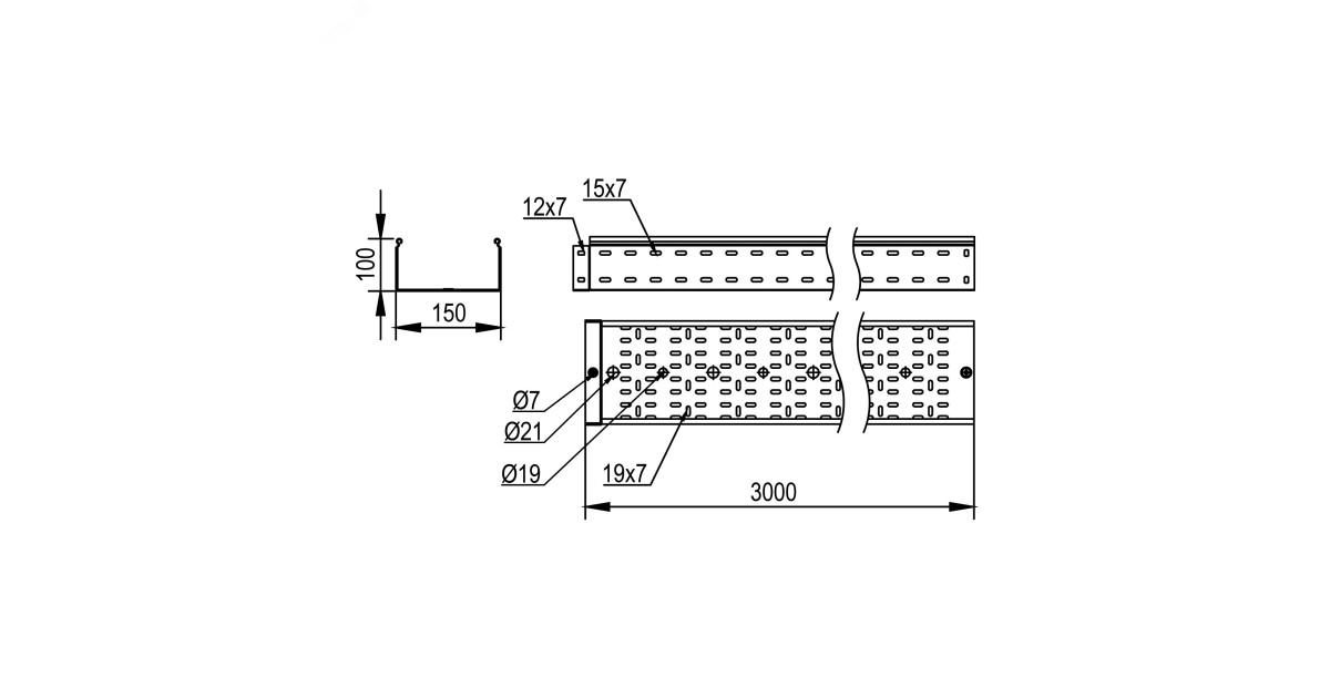 Купить Лоток перфорированный 100х150х3000, 2,0 мм, горячеоцинкованный SPH30115HDZ DKC оптом в Москве