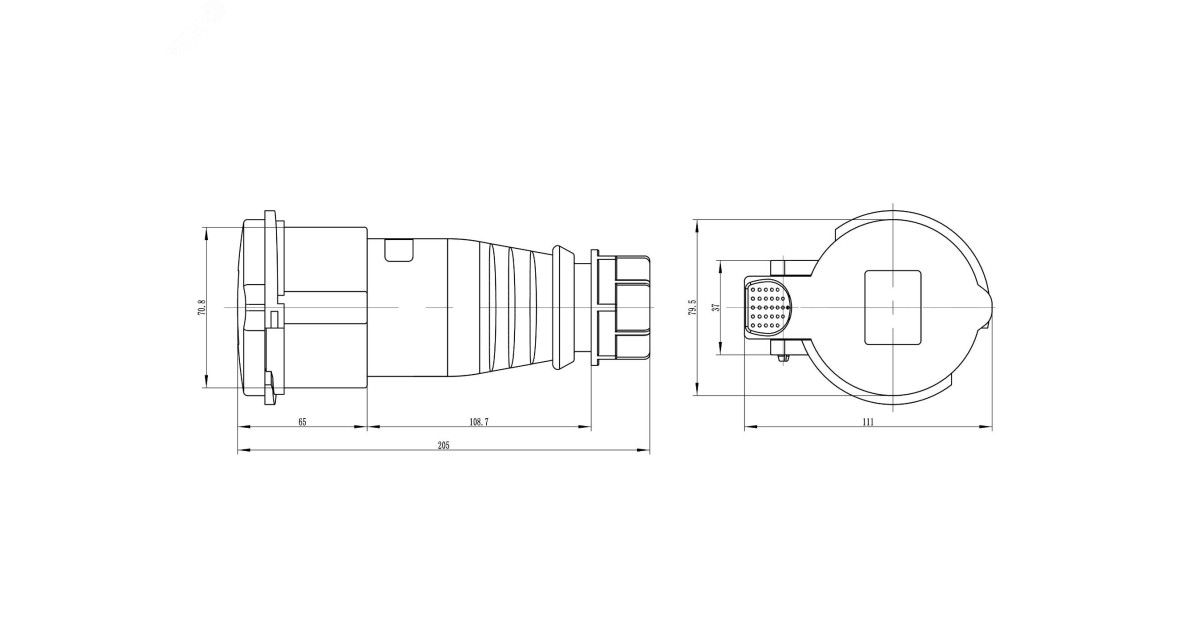 Купить Розетка кабельная IP44 32A 3P+E+N 400V DIS3133247 DKC оптом в Москве