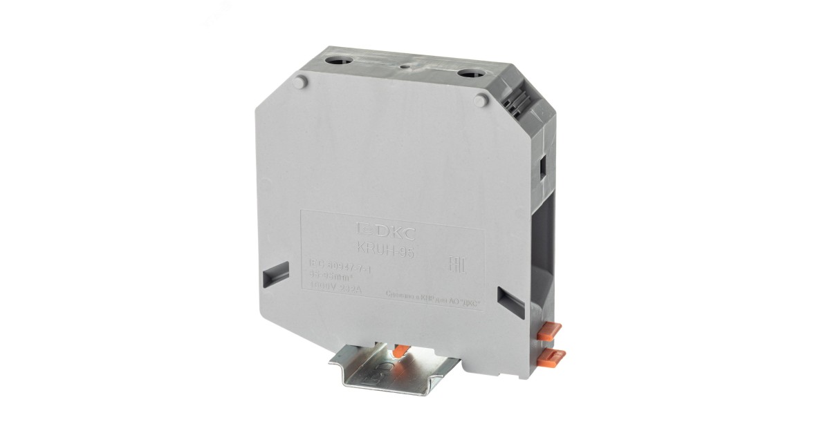 Купить Клемма проходная, винтовой зажим, 2 точки подключения, 95 кв.мм, серая KRUH-95 DKC оптом в Москве