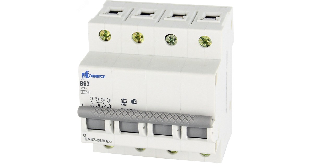 Купить ВА47-063Про, 4P, 20A, Icu-4,5kA, х-ка В 7000067 КОНТАКТОР(группа Legrand) оптом в Москве