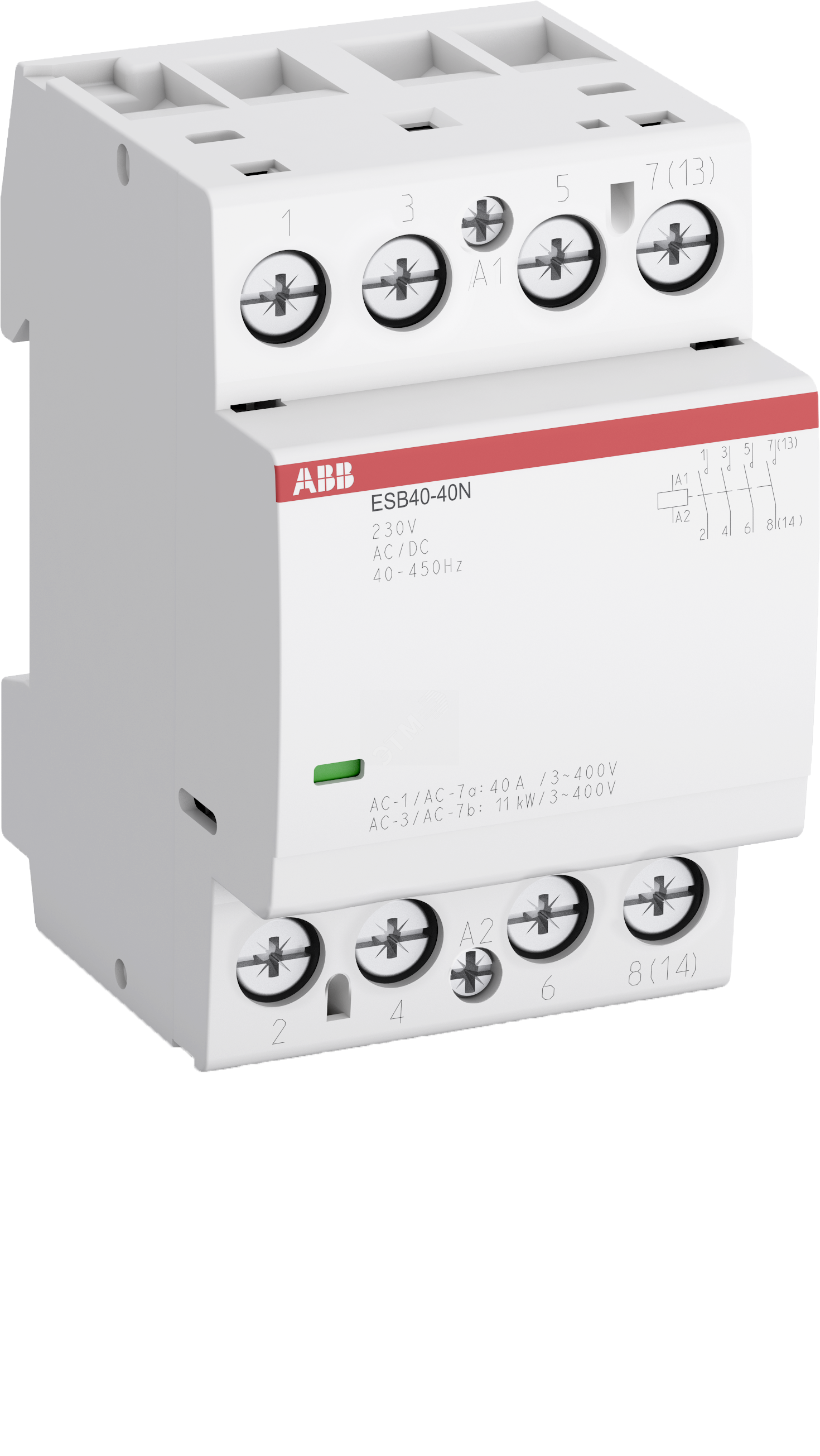 Контактор ESB40-40N-06 модульный (40А АС-1 4НО) катушка 230В AC/DC 1SAE341111R0640 - ABB
