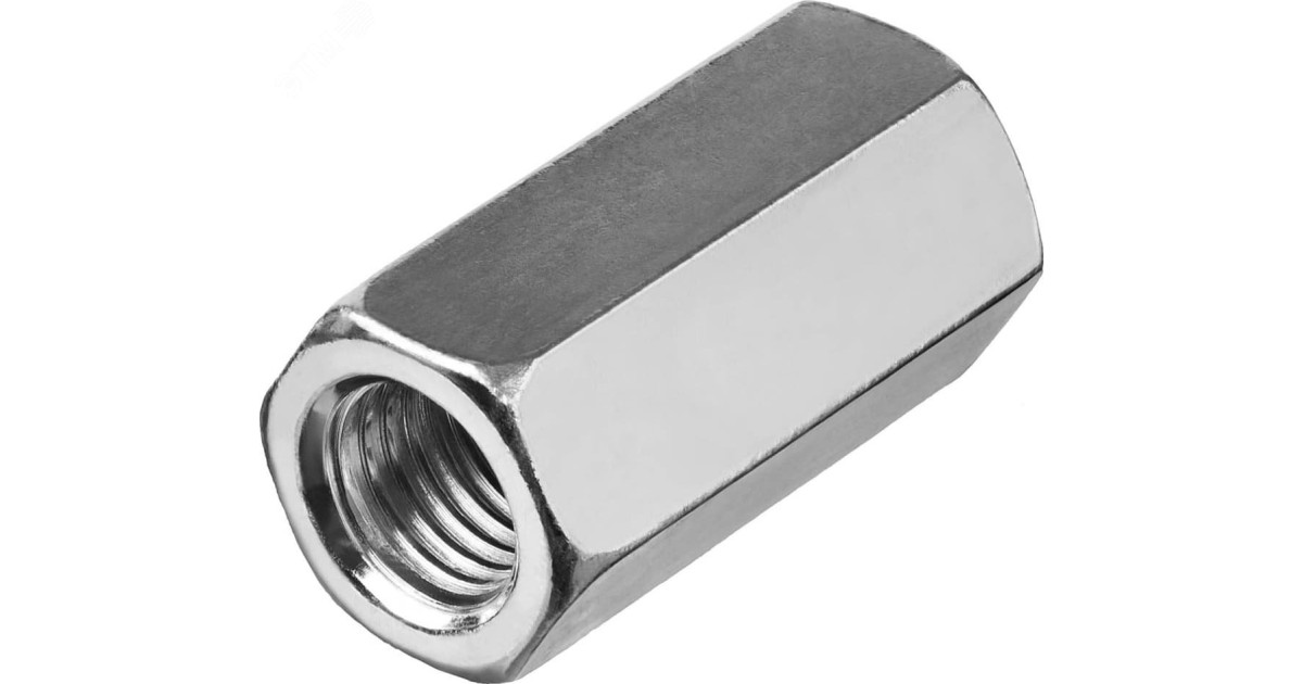 Купить Гайка DIN 6334 М16 шестигранная удлиненная соединительная класс прочности 6 покрытие цинк DIN6334-М16 Крепдил оптом в Москве