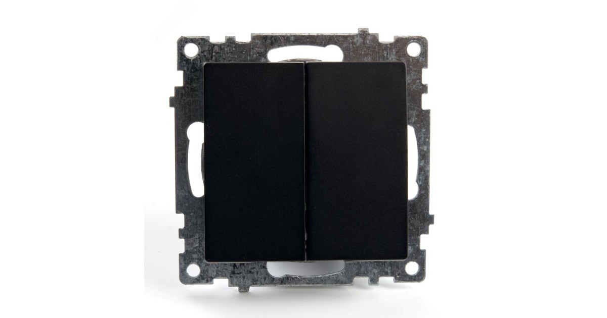 Купить Выключатель 2-клавишный, Катрин, черный, 39606 Feron оптом в Москве