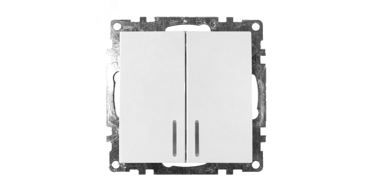 Купить Выключатель 2-клавишный с индикатором, Катрин, белый, 39301 Feron оптом в Москве