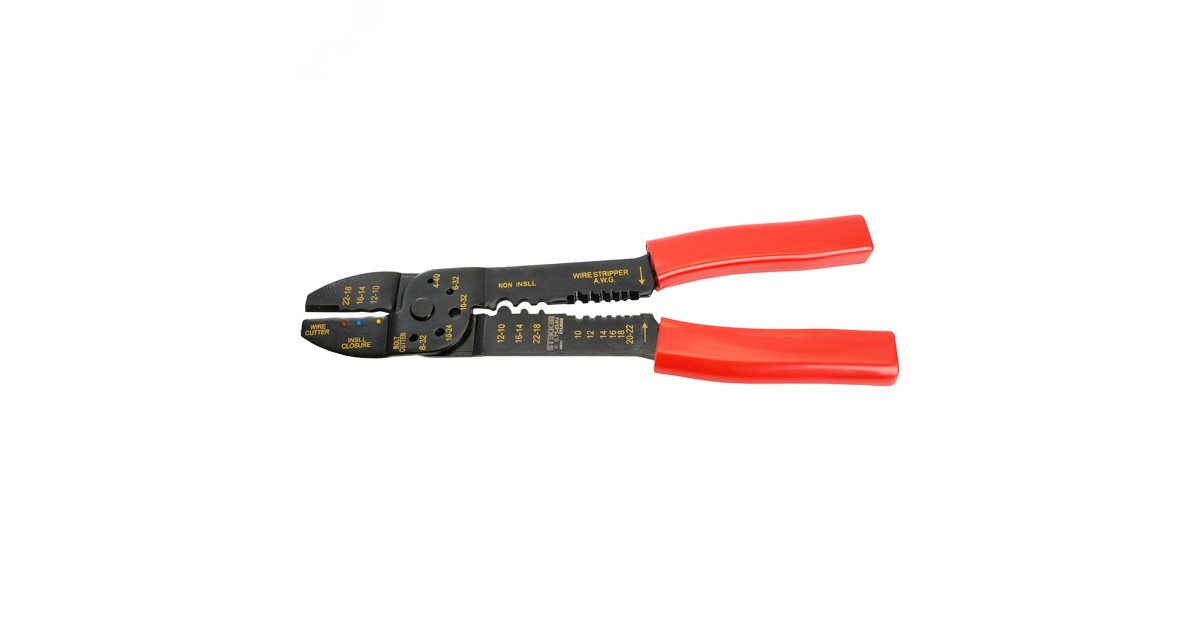 Купить Пресс-клещи многофункциональные: обрезка, обжим, снятие изоляции (от 0,75 до 6 мм2), красный 49614 Feron оптом в Москве