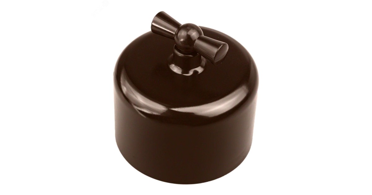 Купить Выключатель проходной поворотный 1-кл. ретро пластик корич. R1-211-22 Bironi оптом в Москве