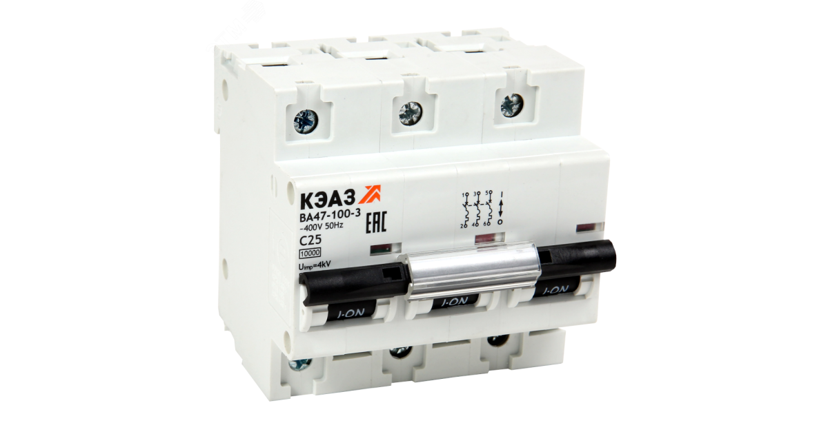Купить Выключатель автоматический модульный ВА47-100-3C80-УХЛ3 (10кА) КЭАЗ 318145 КЭАЗ оптом в Москве
