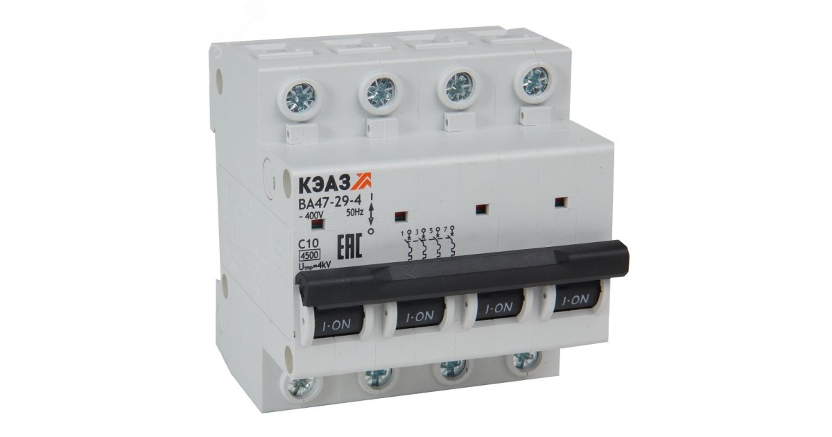 Купить Выключатель автоматический четырехполюсный 63А C ВА47-29-4C63-УХЛ3 318342 КЭАЗ оптом в Москве