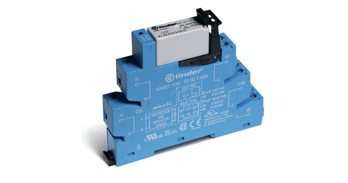 Купить Модуль интерфейсный электромеханич. реле 2CO 8А AgNi 230-240В AC IP20 винт. клеммы 385282300060 FINDER оптом в Москве