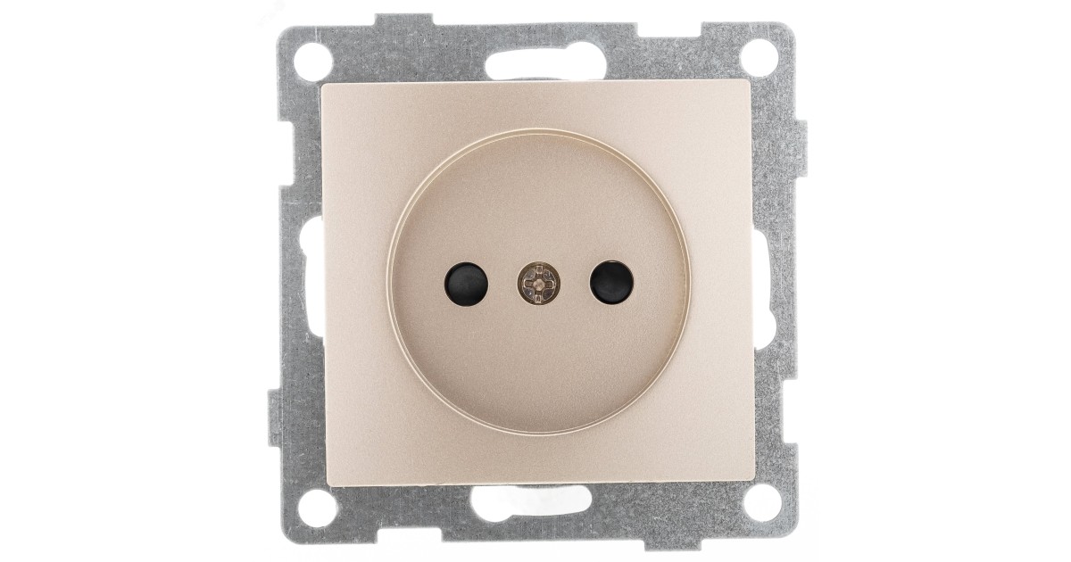 Купить Bravo Розетка одинарная, без бокового заземляющего контакта, с защитой от проникновения, скрытая установка, 16А, 250В.  шампань С10Р2-027 GUSI оптом в Москве