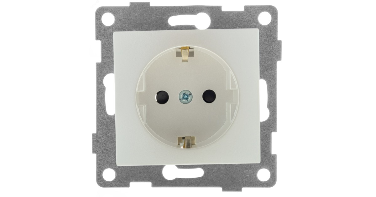 Купить Bravo Розетка одинарная, с боковом заземляющим контактом, с защитой от проникновения, скрытая установка, 16А, 250В.  жемчуг С10Р4-028 GUSI оптом в Москве