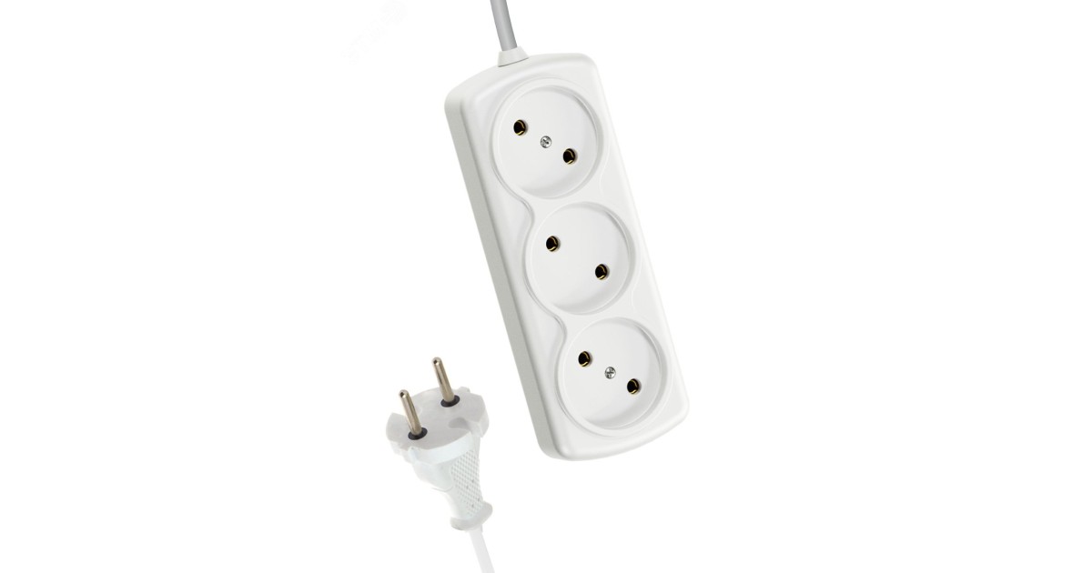 Купить Удлинитель 3х3м 6А IP20 ПВС 2х0.75 YKsm3m-3g(6A)S Космос оптом в Москве