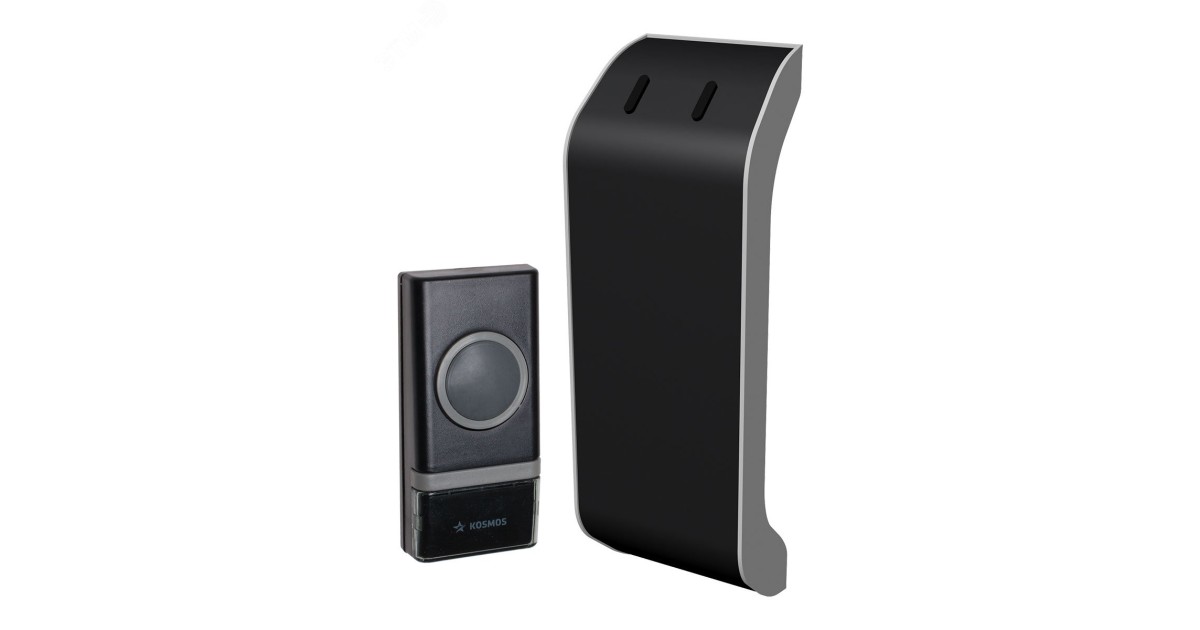 Купить Звонок беспроводной полиф. 23 мелодии 150м 1 кноп. IP44 2хAA (не в компл.) черн. КОСМОС KOC_AG510B Космос оптом в Москве
