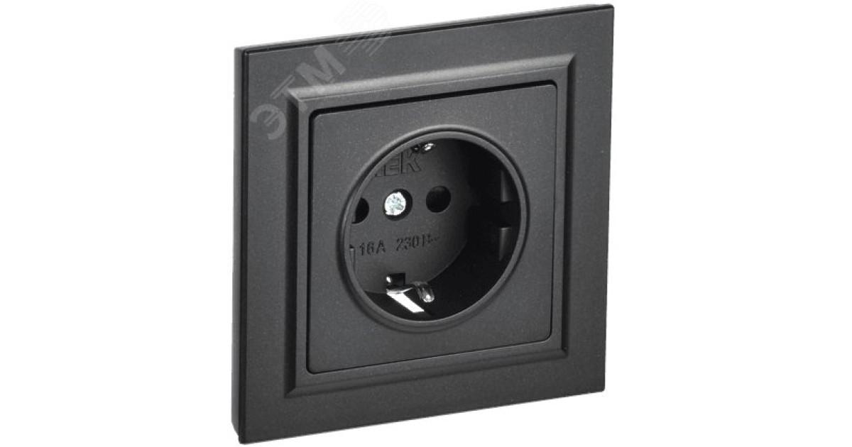 Купить Розетка СП BRITE РСР14-1-0-БрЧ 16А в сборе с заземл. защ. шторки черн. BR-R14-16-K02-F IEK оптом в Москве
