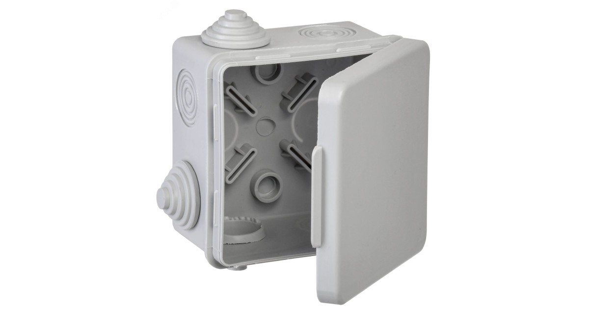 Купить Коробка расп. КМ 80х80х50мм о/к IP54 4 вв. (7035) UKO31-080-080-050-K03-54G IEK оптом в Москве