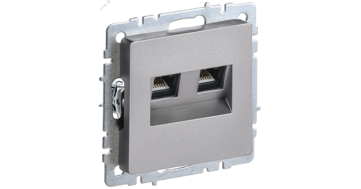 Купить BRITE Розетка компьютерная двойная RJ45 кат.5E РК10-2-БрС сталь BR-K20-1-K46 IEK оптом в Москве