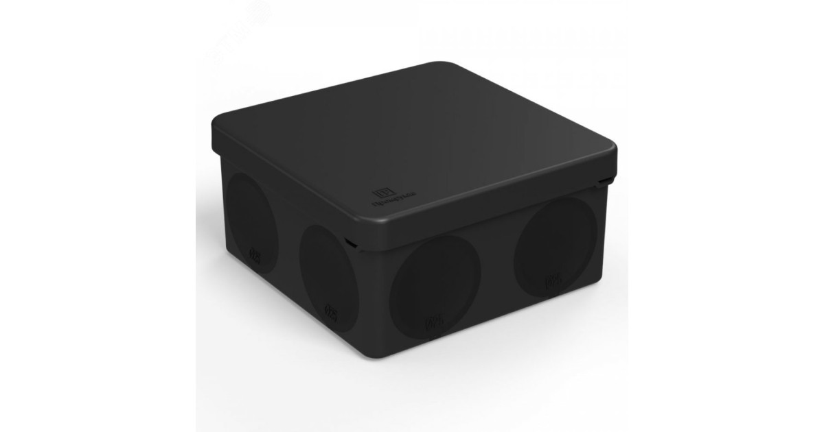 Купить Коробка распределительная ОП 100х100х50мм двухкомпонентная безгалоген. (HF) для прямого монтажа черн. 60-0300-9005 Промрукав оптом в Москве