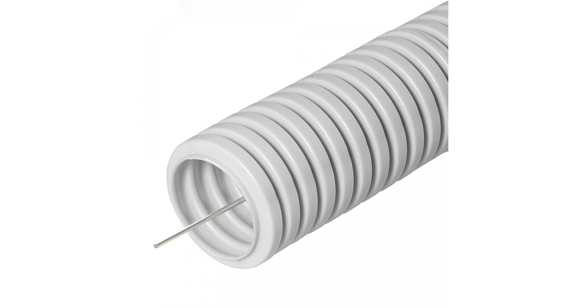 Купить Труба гофрированная ПВХ легкая d20мм с протяжкой 350 Н сер. (уп.100м) PR.012031 Промрукав оптом в Москве