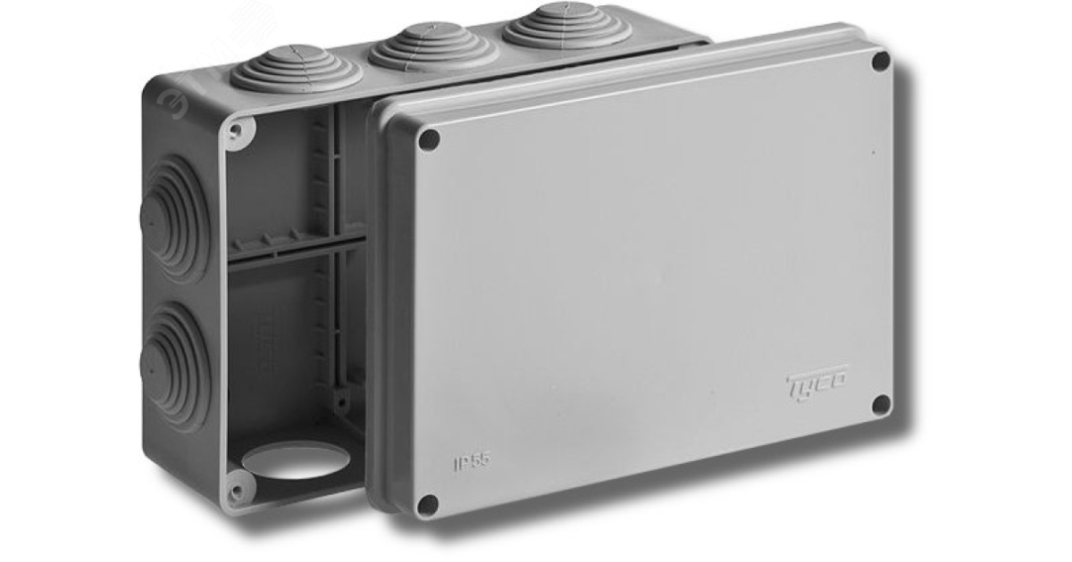 Купить Коробка распределительная ОП 200х140х75мм 10 вводов IP55 сер. 67055 Ruvinil оптом в Москве