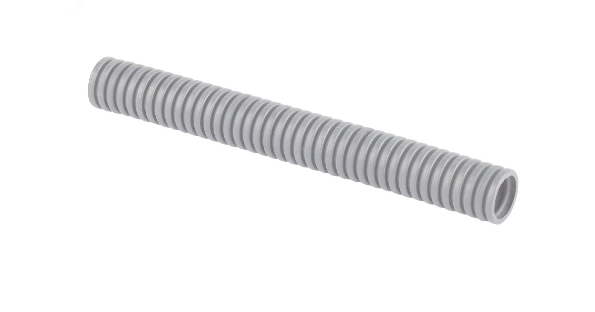 Купить Труба гофрированная ПВХ легкая d25мм с протяжкой сер. (уп.50м) 12501 Ruvinil оптом в Москве