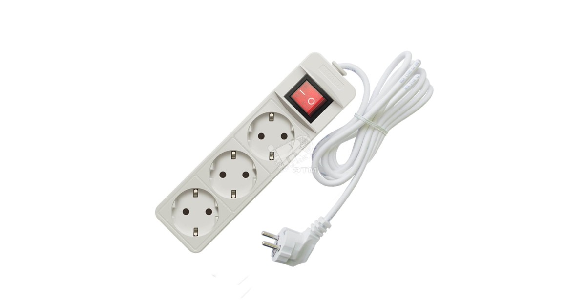 Купить Удлинитель бытовой ТМ Союз 3500 Вт с заземлением с выключателем 3 гнезда ПВС 1,5м 481S-8301 УНИВЕРСАЛ оптом в Москве