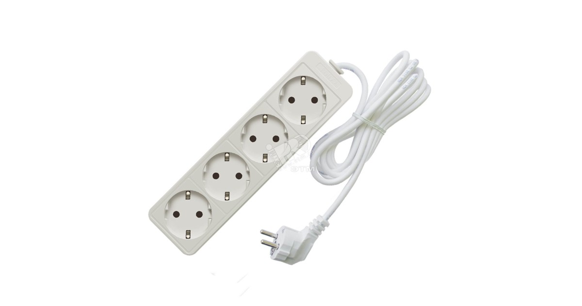 Купить Удлинитель бытовой ТМ Союз 2200 Вт с заземлением 4 гнезда ПВС 5м 481S-9405 УНИВЕРСАЛ оптом в Москве