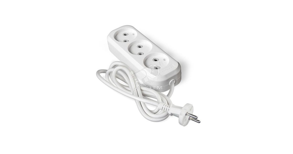 Купить Удлинитель бытовой Е-203 ПВС 2-0.75 3 гнезда 2м 9631963 УНИВЕРСАЛ оптом в Москве