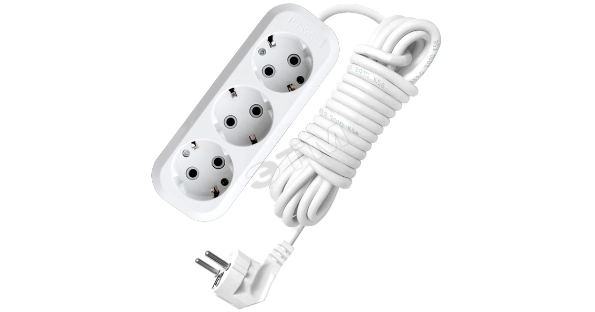 Купить Удлинитель бытовой 3х5м с заземлением 16А АВС-пластик E-303 9631978 УНИВЕРСАЛ оптом в Москве