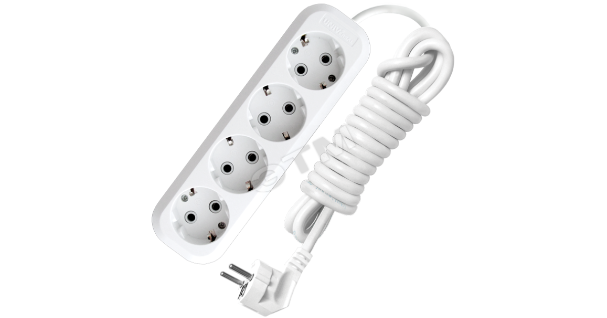 Купить Удлинитель бытовой 4х5м с заземлением 13А АВС-пластик E-304 9631982 УНИВЕРСАЛ оптом в Москве