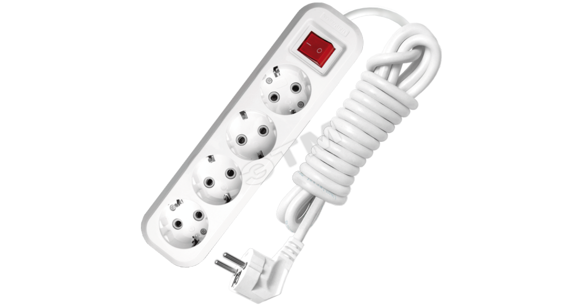 Купить Удлинитель бытовой 4х3м с заземлением с выключателем 10А S-304 9631990 УНИВЕРСАЛ оптом в Москве