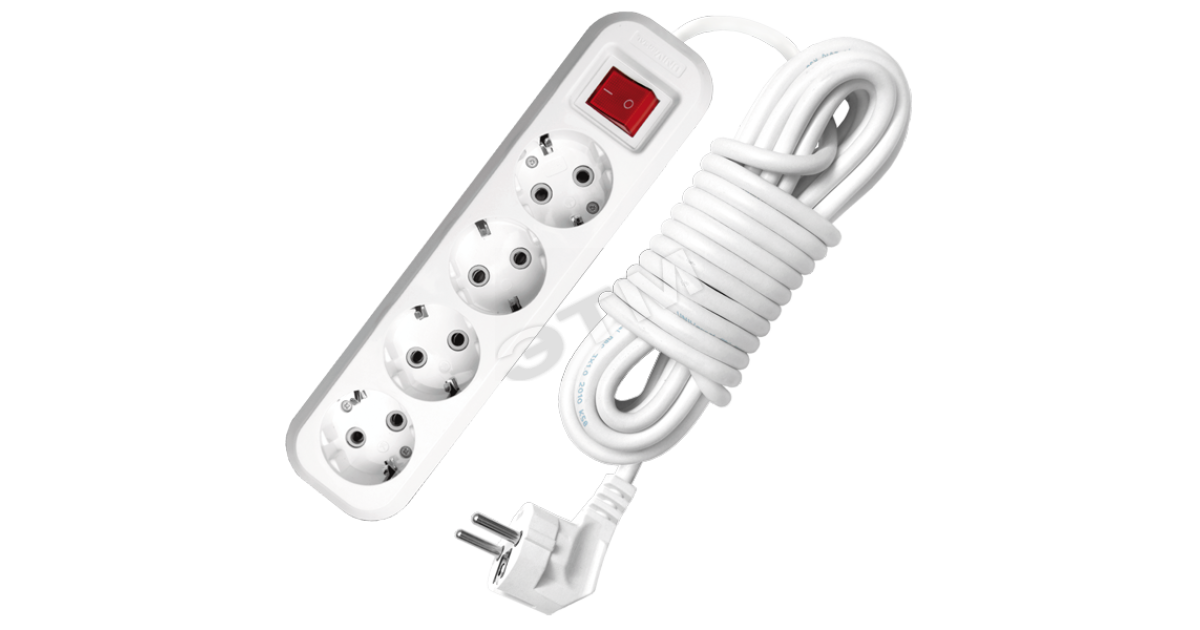 Купить Удлинитель бытовой 4х7м с заземлением с выключателем 10А S-304 9631992 УНИВЕРСАЛ оптом в Москве