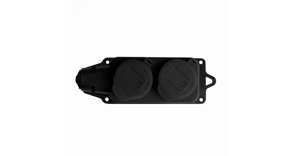 Купить Колодка двухместная однофазная с заглушками (каучук) 1027 УНИВЕРСАЛ оптом в Москве