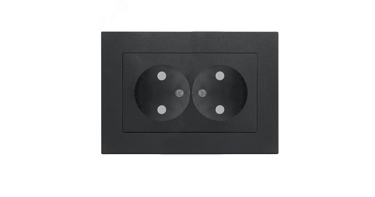 Купить Розетка двухместная UNIVersal серия Афина б/з, з/ш, с/у, 16А, 220В, графит (еврослот), механизм A0048-Gr УНИВЕРСАЛ оптом в Москве