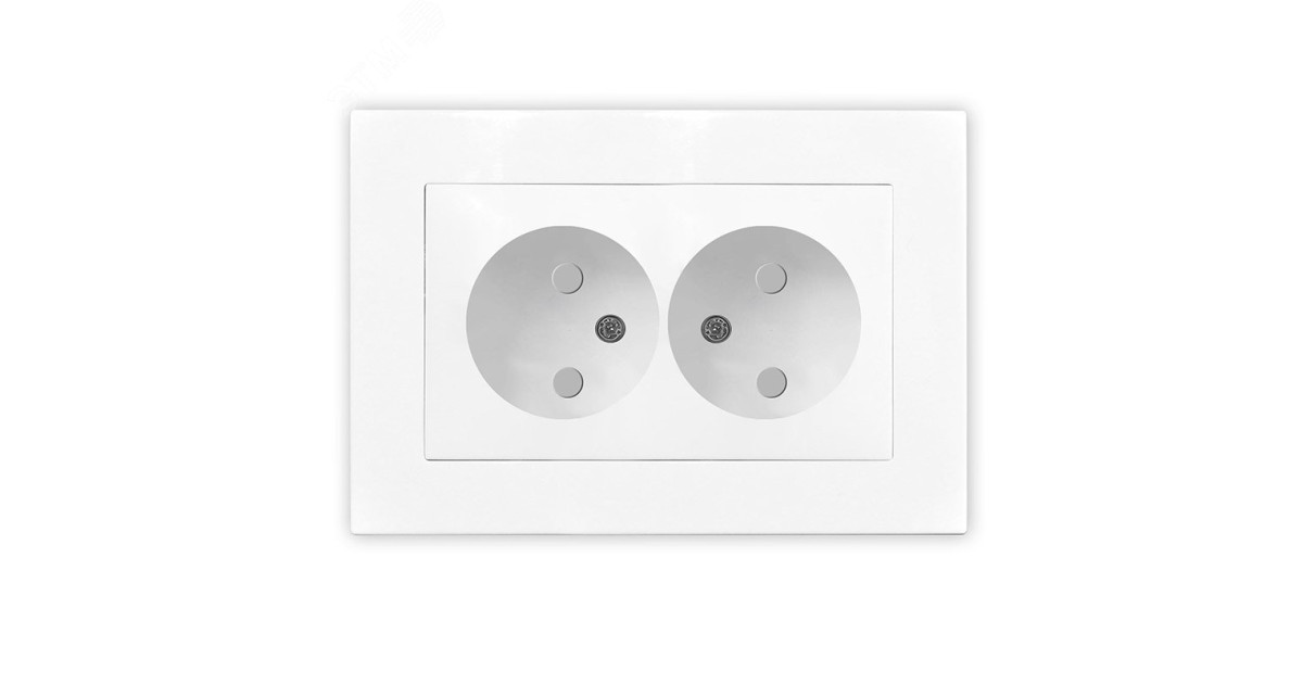Купить Розетка двухместная UNIVersal серия Афина б/з, с/у, з/ш, 16А, 220В, белая (еврослот), механизм A0048 УНИВЕРСАЛ оптом в Москве