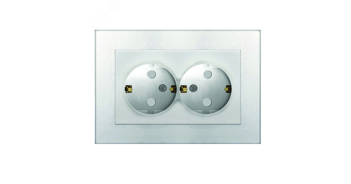 Купить Розетка двухместная UNIVersal серия Афина с/з, с/у, з/ш 16А, 220В, серебро (еврослот), механизм A0050-S УНИВЕРСАЛ оптом в Москве