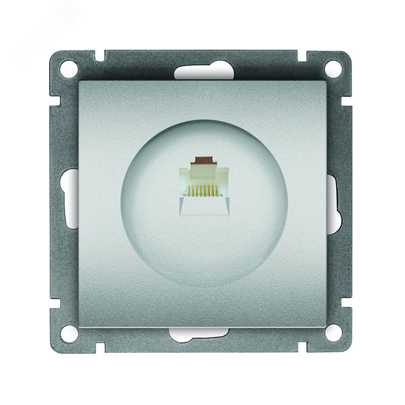 Розетка компьютерная одноместная UNIVersal серия Афина, с/у, 1А, RJ45, серебро (еврослот), механизм A0051-S - УНИВЕРСАЛ
