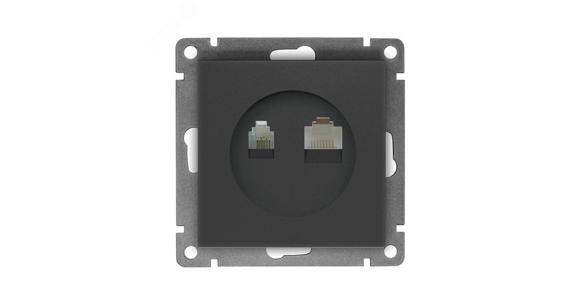 Купить Розетка компьютерная+телефонная UNIVersal серия Афина, с/у, 1А, RJ45, RJ12, графит (еврослот), механизм A0052-Gr УНИВЕРСАЛ оптом в Москве