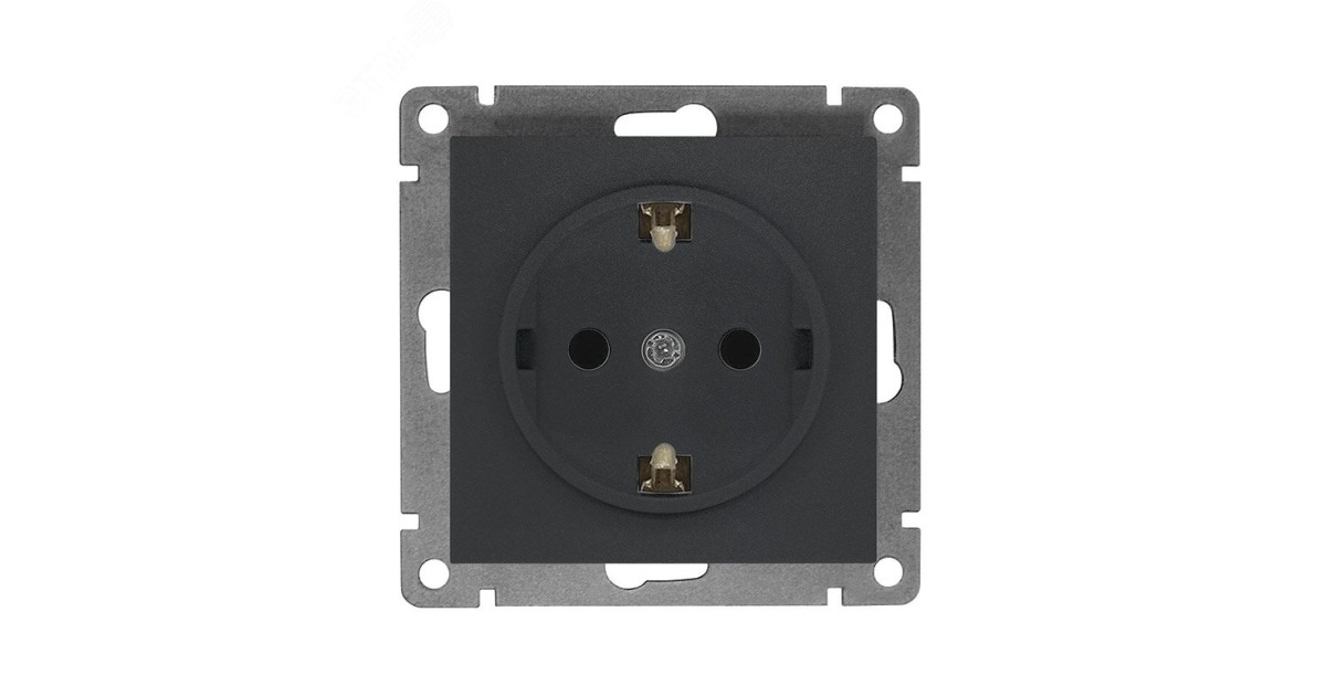 Купить Розетка одноместная UNIVersal серия Афина с/з, с/у, 16А, 220В, графит (еврослот), механизм A0028-Gr УНИВЕРСАЛ оптом в Москве