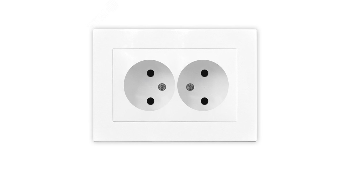 Купить Розетка двухместная UNIVersal серия Афина б/з, с/у, 16А, 220В, белая (еврослот), механизм A0102 УНИВЕРСАЛ оптом в Москве