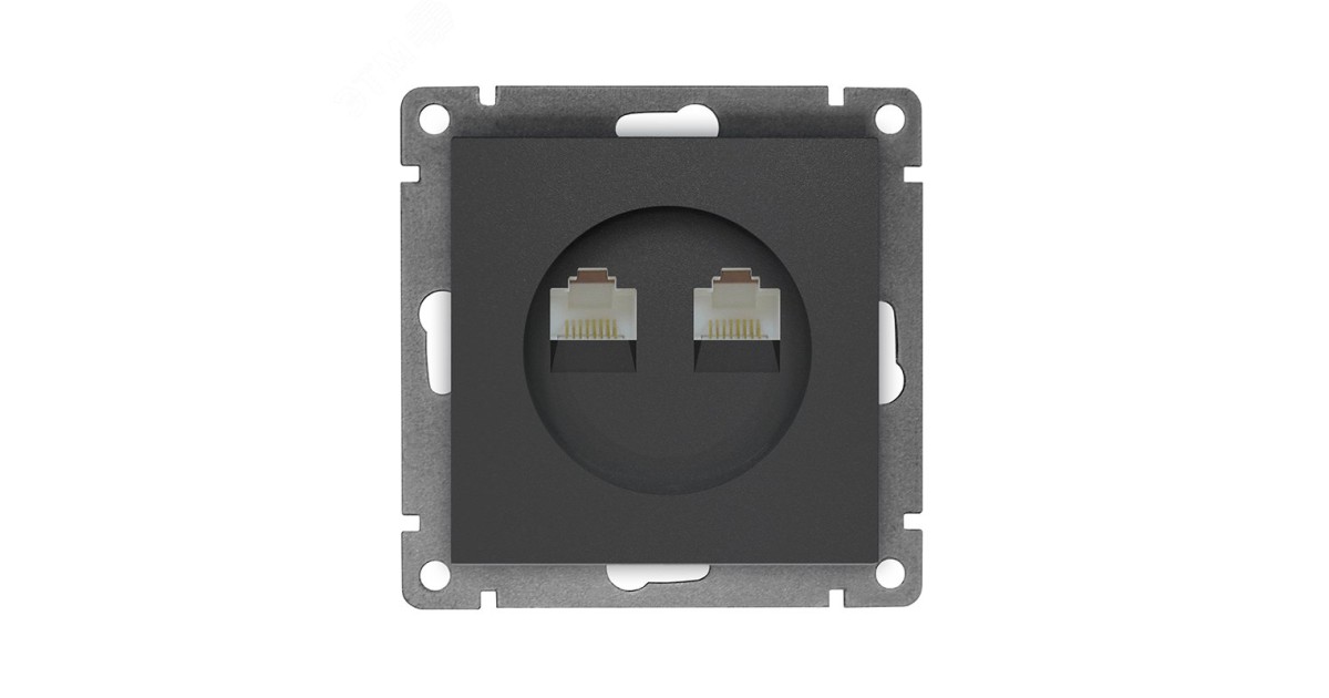 Купить Розетка компьютерная двухместная UNIVersal серия Афина с/у, 1А, RJ45, графит (еврослот), механизм A1086-Gr УНИВЕРСАЛ оптом в Москве