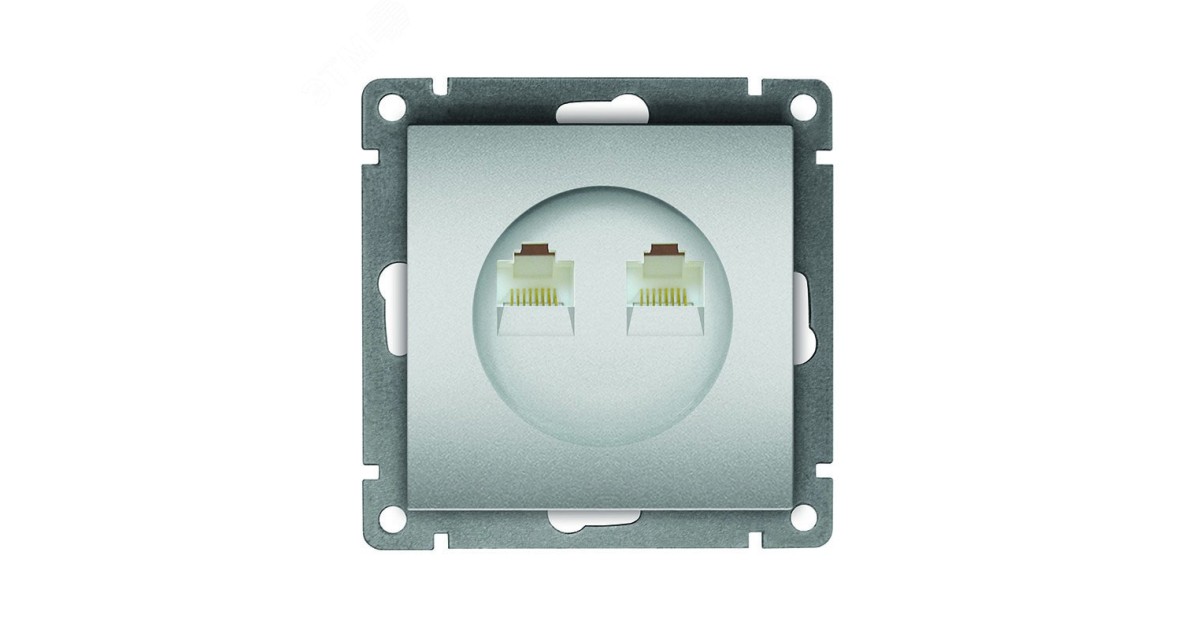 Купить Розетка компьютерная двухместная UNIVersal серия Афина с/у, 1А, RJ45, серебро (еврослот), механизм A1086-S УНИВЕРСАЛ оптом в Москве