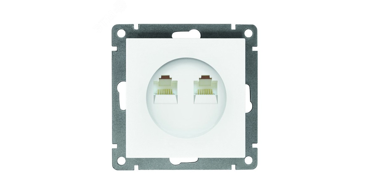 Купить Розетка компьютерная двухместная UNIVersal серия Афина с/у, 1А, RJ45, белая (еврослот), механизм A1086 УНИВЕРСАЛ оптом в Москве