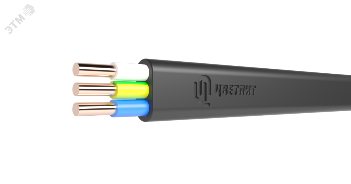Купить Кабель силовой ВВГ-П нг(А)-FRLSLTx 3х1.5 ок-0.66 черный бухта 00-00148762 Цветлит оптом в Москве