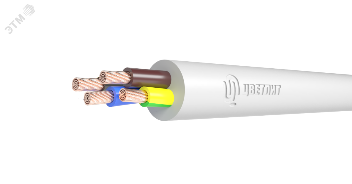 Купить Провод ПВС 3х1,5+1х1,5 белый 00-00135337 Цветлит оптом в Москве