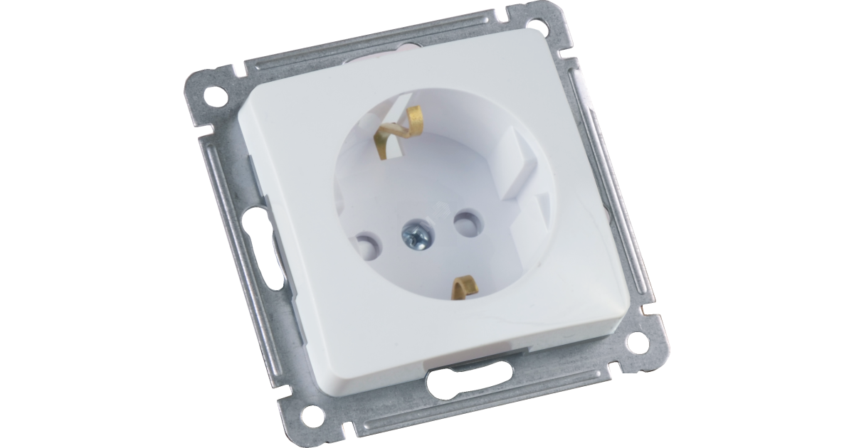 Купить MASTER Розетка одноместная с заземляющим контактом, со шторками, скрытой установки, в рамку, белый РС16-412 HEGEL оптом в Москве