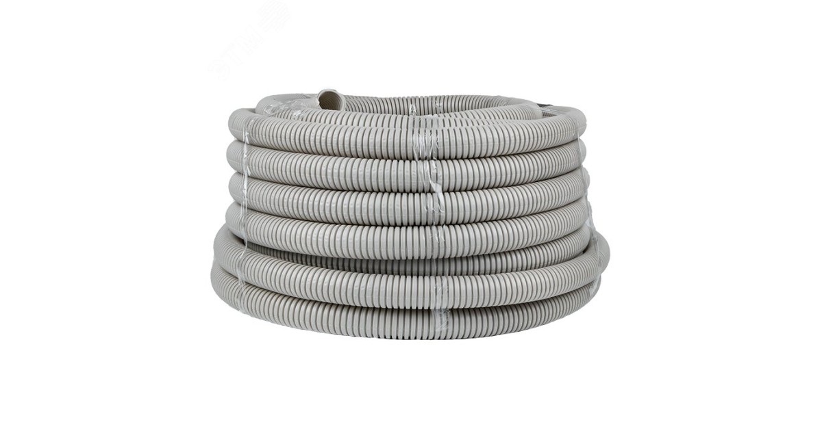 Купить Труба гофр. ПВХ с протяжкой d32 мм (30 м) серая Plast tg-z-32-30 EKF оптом в Москве