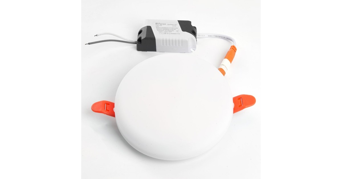 Купить Светильник светодиодный ДВО-12w 6400К 1200Лм slim белый с регулируемым монтажным диаметром (до 90мм) 41212 Feron оптом в Москве