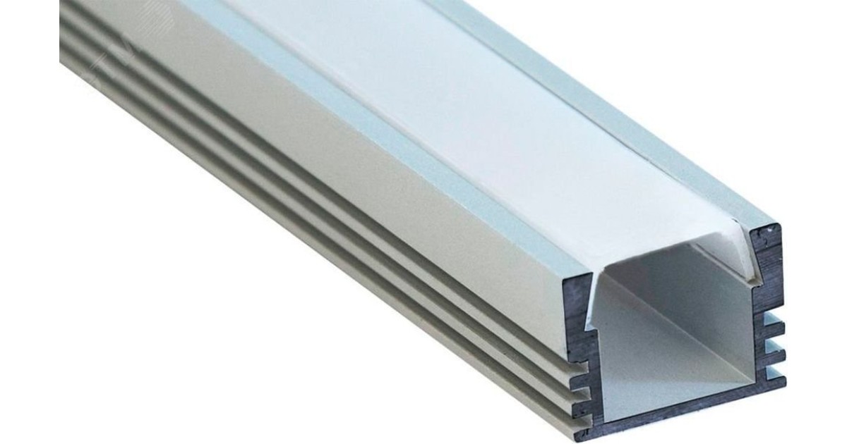 Купить Профиль накладной алюминиевый 2м матовый экран 2 заглушки 4 крепежа для светодиодных лент 10266 Feron оптом в Москве