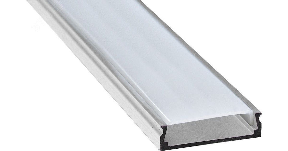 Купить Профиль накладной алюминиевый 2м с матовым экраном 2 заглушки 4 крепежа для светодиодных лент 10277 Feron оптом в Москве